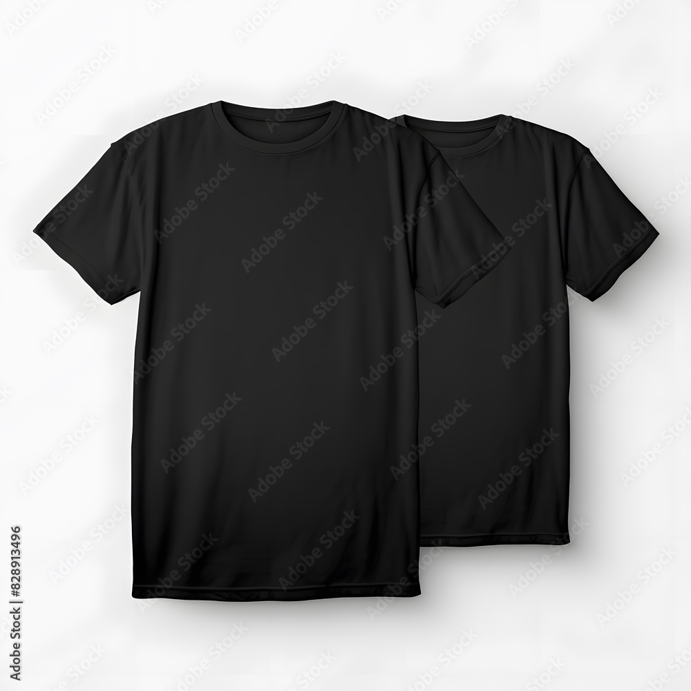 Wall mural Black t-shirts mockup design. Front and back views. Generative AI.