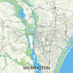 Wilmington, North Carolina, United States map poster art