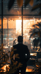 silhouettes of people in office