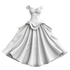 Transparent PNG of A white dress floats gracefully against a luminous white backdrop