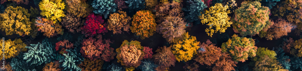 Poster a forest with many trees of different colors