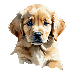 Golden Retriever Dog Puppy Hand Drawn Watercolor Painting Illustration