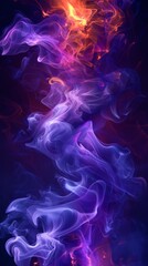 Fototapeta premium A swirl of purple and orange smoke billows through the air creating an abstract and dynamic scene