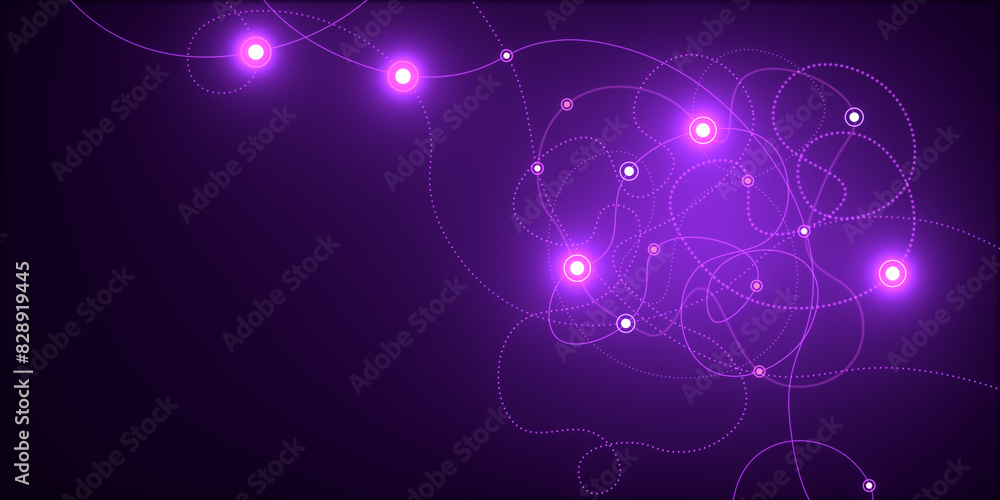 Poster creative glowing digital scribble on purple background. landing page concept. 3d rendering.