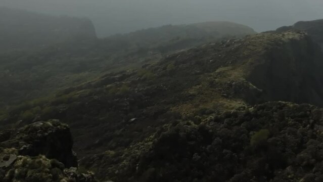 Mountain peaks during sunrise, Chandrashila peak at 12110 ft above sea level. Amazing landscapes. World's highest Shiva temple India. FPV arial shots of mountain peaks.