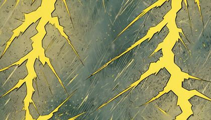 Obraz premium Stream of yellow lightning strikes, half vintage comic book pattern background image.