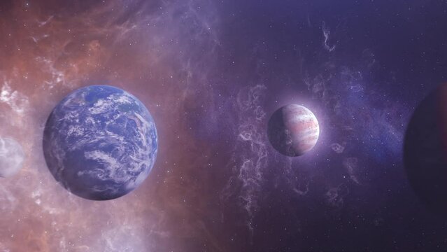 Flying through Solar System eight planets and asteroid fields
3d rendering of our solar system and asteroid fields, 4K, 2024

