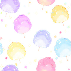 pastel cotton candy water color texure, free hand draw cute background for kid.