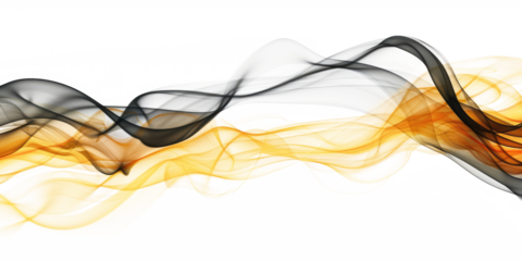 nlack yellow smooth smoke wave isolated on white or transparent png