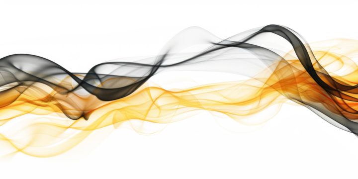 nlack yellow smooth smoke wave isolated on white or transparent png