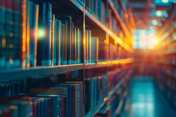 Blurred Library Background with Books