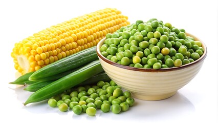 Wholesome Delight,Green Peas and Corn in a Crisp White Bowl