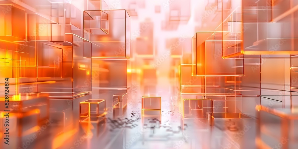 Poster exploring the futuristic world of d voxel cubes and pixelated virtual renderings. concept futuristic
