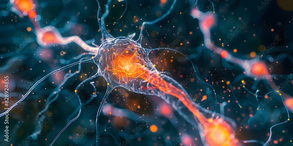 Aufkleber mapping neuronal activity in the brain using optogenetics in a huntington's disease model. concept o