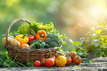 Fresh and organic vegetables in a basket. The best choice for a healthy diet.