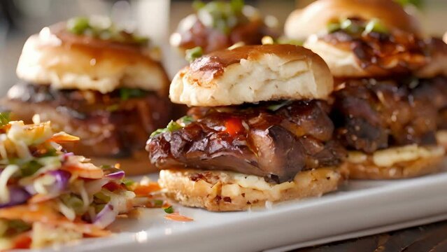 Succulent jerk pork belly sliders served with a side of sweet and tangy coleslaw and paired with a bold and fruity zinfandel.