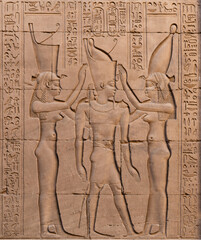 Naklejka premium wall Reliefs at the Temple Of Edfu at Aswan Egypt.