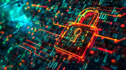 Fototapeta premium illustration it internet data security, 16:9