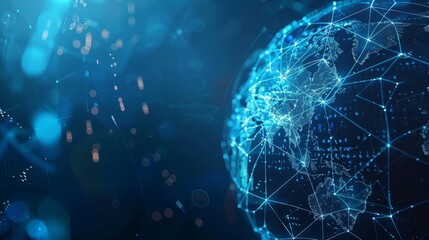 Modern Technology Concept: 3D Rendering, Computer monitor with abstract creative digital world map, globalization concept.