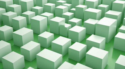 Obraz premium green white boxes abstract art