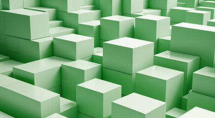 Obraz premium green white boxes abstract art