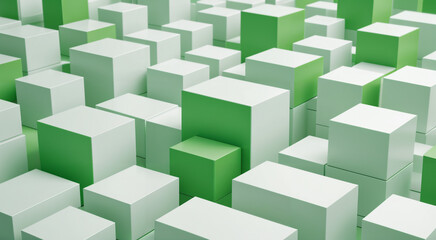 Obraz premium green white boxes abstract art