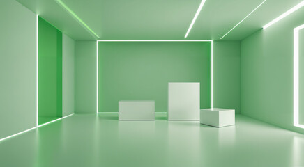 green white boxes abstract art