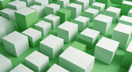 Obraz premium green white boxes abstract art