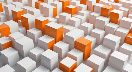 Fototapeta premium orange and white concept art, abstract art of boxes