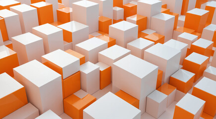Obraz premium orange and white concept art, abstract art of boxes