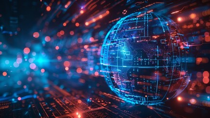 Obraz premium Modern Technology Concept: Global world network and telecommunication on earth cryptocurrency and blockchain, Communication technology for internet business.