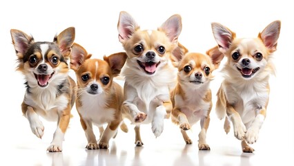 Set Of Dogs Jumping Happily, Set Of  Dog Isolated On White Background, Dog Jump
