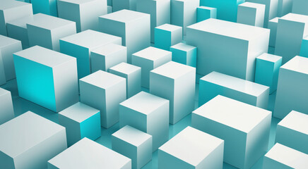 Obraz premium blue and white boxes concept art, abstract art