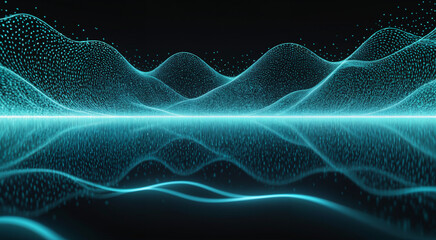 Fototapeta premium blue geometric particle wave