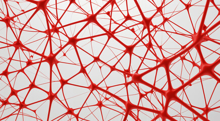 Obraz premium red and white neurons and connecttions
