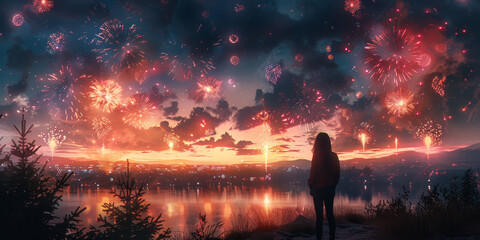 Fototapeta premium 4th of July fireworks