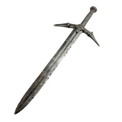 Medieval Sword with Intricate Design Isolated without Background