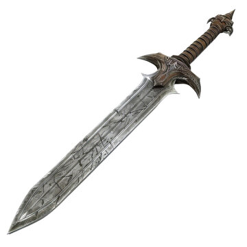 Medieval Broadsword With Intricate Design Isolated without Background