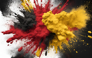 Colorful Spanish flag holi powder explosion on white background, Image of color powder splash and explosion abstract art, Colorful Spanish flag holi powder explosion on white background
 - Powered by Adobe