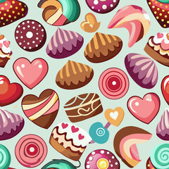 seamless pattern with cupcakes