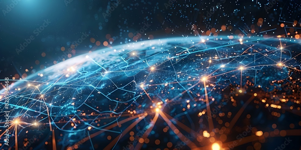 Poster connecting the global tech network: illuminating interconnections across the cyber planet. concept g
