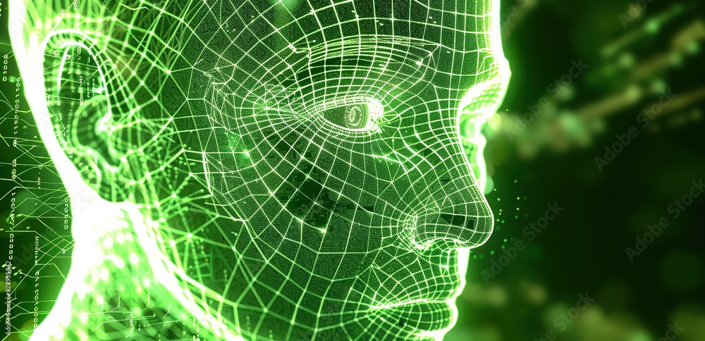 Wall mural a background themed on artificial intelligence and advanced technology with illustrations of humans 