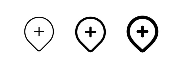 Editable add location vector icon. Map, location, navigation. Part of a big icon set family. Perfect for web and app interfaces, presentations, infographics, etc