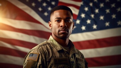 portrait of person holding american flag