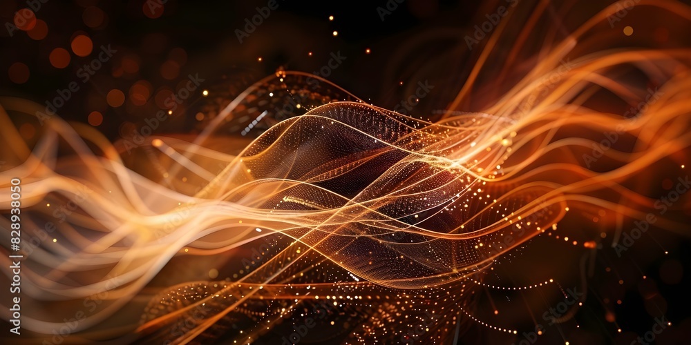 Aufkleber 3d digital technology background with glowing lines and abstract composition. concept 3d digital tec