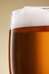 Beer. Glass of fresh and cold beer. Craft beer, close up. Shallow depth of field