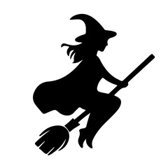 halloween witch with broom