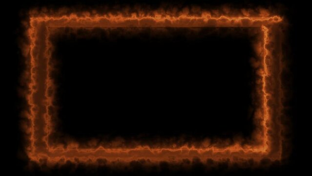 Rectangular Fire effect Animation. Fire Flame Gradually Appearing in A rectangle Frame. Burning Rectangle Borders with Continues Fire Flare in 4K.