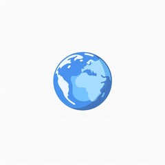 Flat Vector Logo of the Earth Blue Color on White Background
