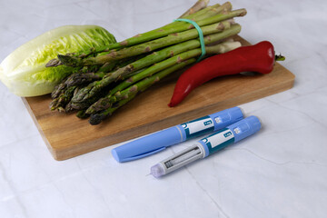 Ozempic Insulin injection pen for diabetics and weight loss. Healty lifestyle concept